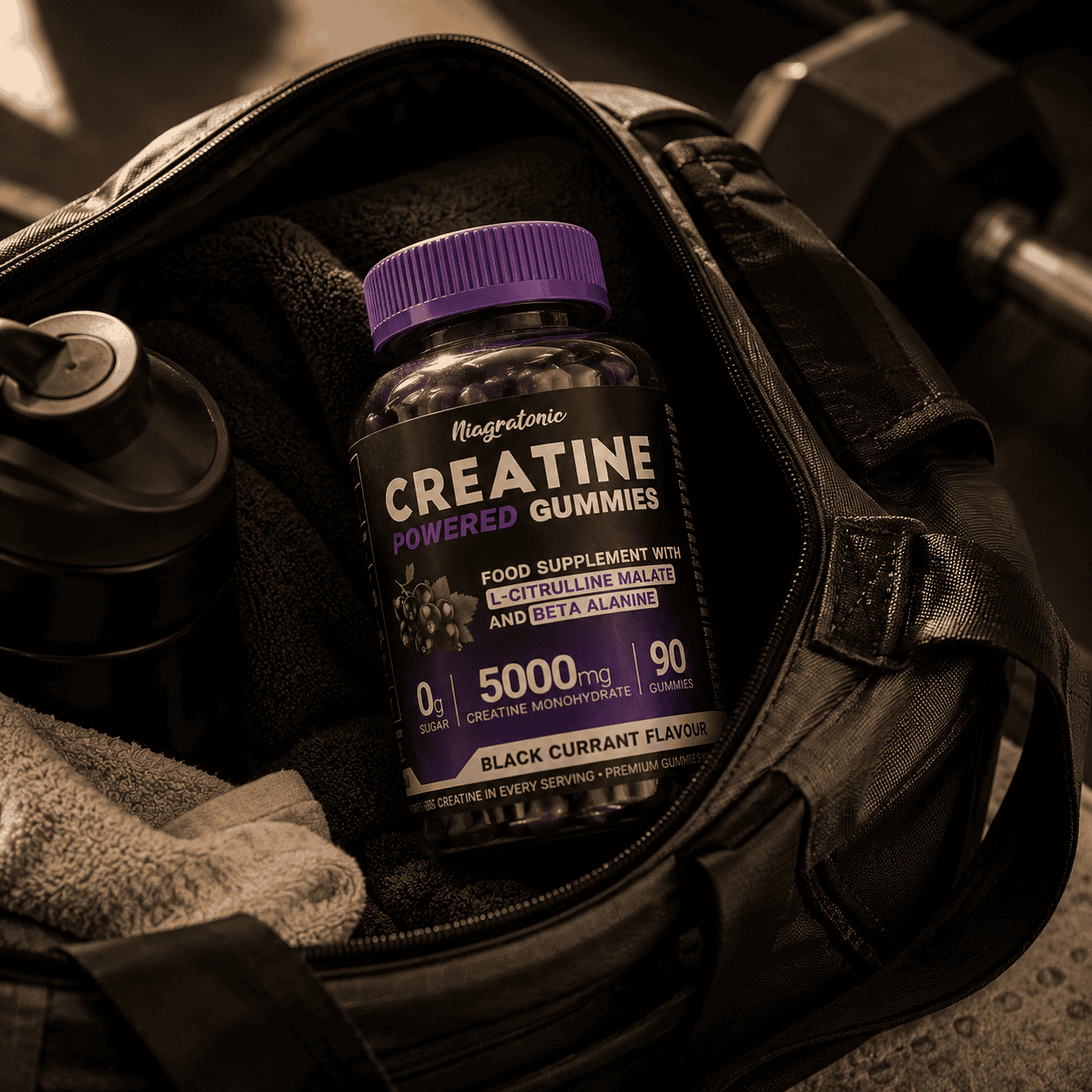 Niagratonic gummies in gym bag
