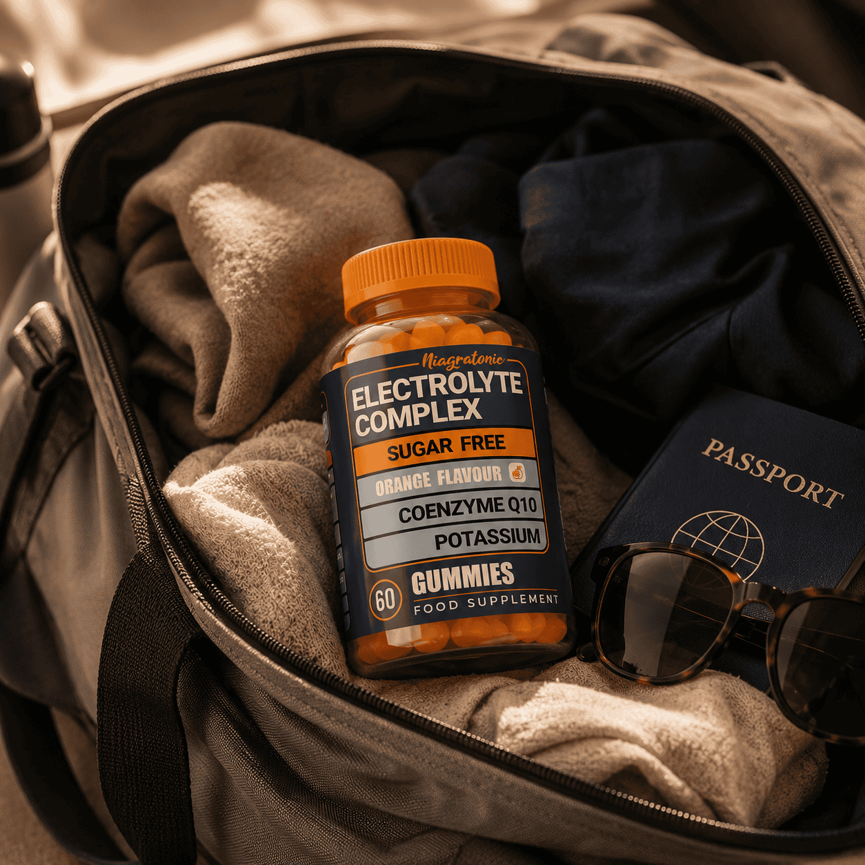 Niagratonic gummies in travel bag