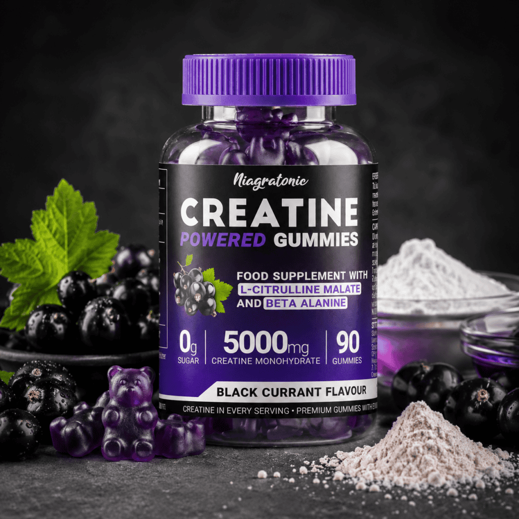 Creatine gummies with creatine monohydrate and supporting ingredients